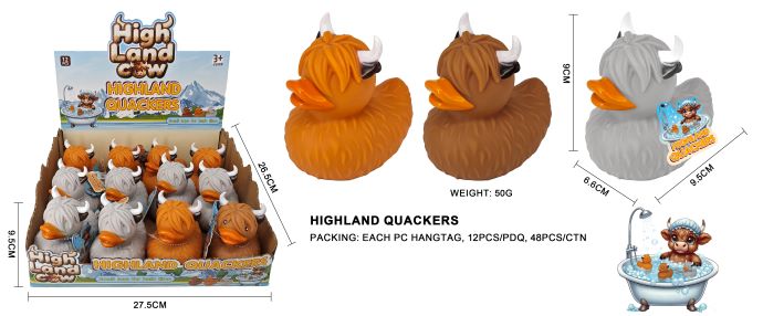 HIGHLAND COW/QUAKERS (Cow-Paperelle) 9cm In espo da 12pz 3ass…x12…x48